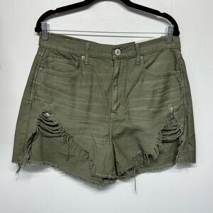 American Eagle Women's High Rise Mom Shorts Size 12 Olive Green